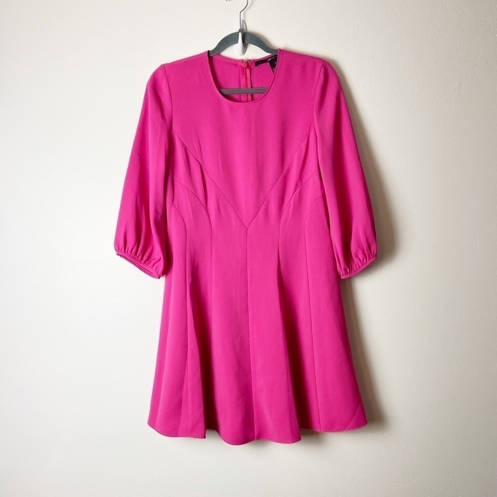 JAYGODFREY • NEW Women’s Pink 3/4 Length Balloon Sleeve Mini Dress Size 8